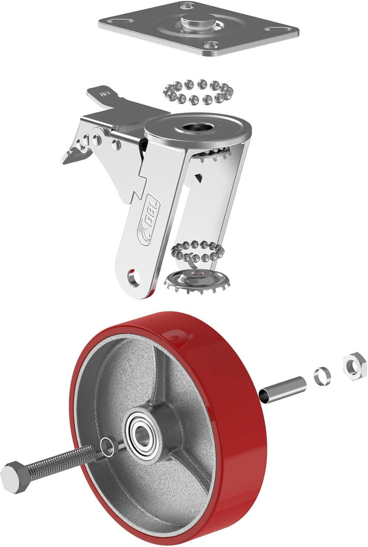 GBL - 4 Möbelrollen 150mm 1280KG Transportrollen Werkbank Lenkrollen ohne Bremse Schwerlastrollen Ro