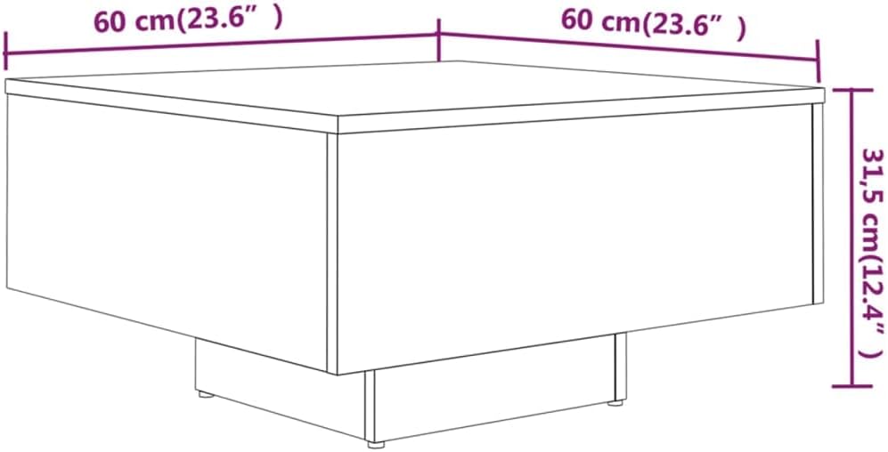 FIRBNUS 60x60x31,5 cm Quadratischer Tisch Wohnzimmertisch Kaffeetisch Couchtisch Modern Stilvollen W