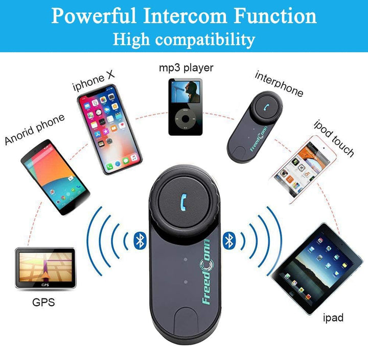 FreedConn Motorrad Kommunikation System, Helm Bluetooth Intercom,Helm Headset(800m Reichweite,Damit