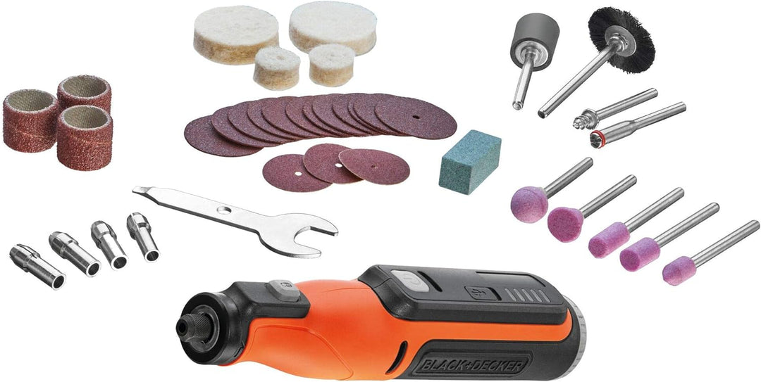 Black+Decker Akku-Multifunktionswerkzeug mit 36-tlg. Zubehör BCRT8I (7.2V, 1.5Ah, Universal-Feinbohr