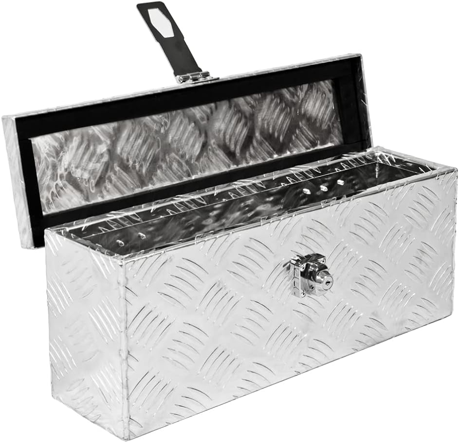 Trucky Truckbox, Deichselbox Aluminium, Anhängerbox 15 Grössen, Werkzeugkiste mit Schloss und Schlüs