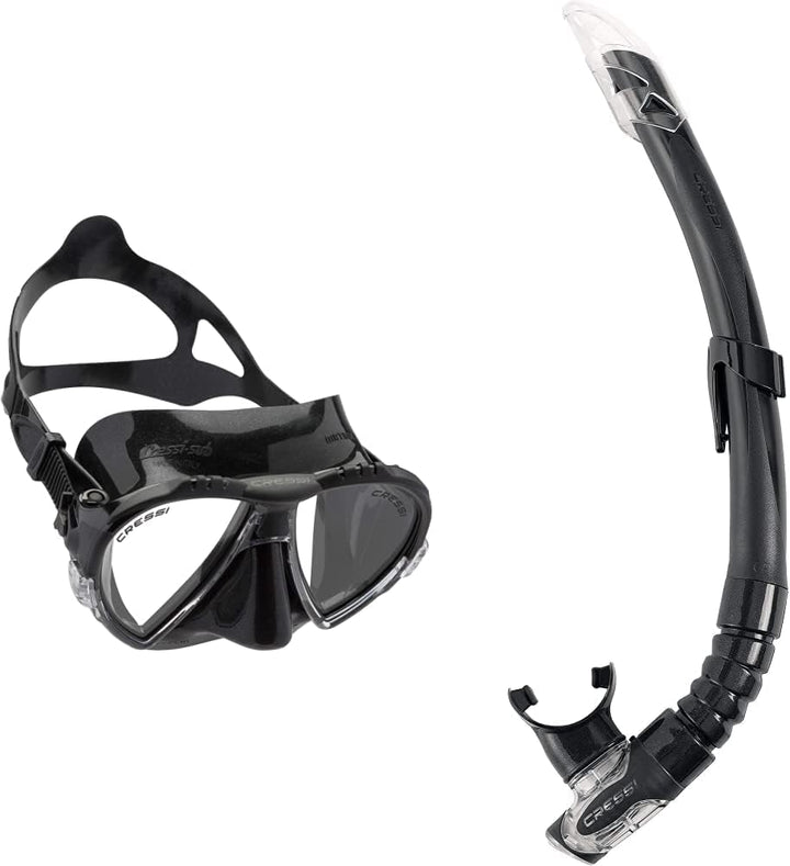 Cressi Matrix Tauchen Schnorcheln Maske Schwarz Einheitsgrösse Bundle mit Uni Schnorchel Gamma, Schw