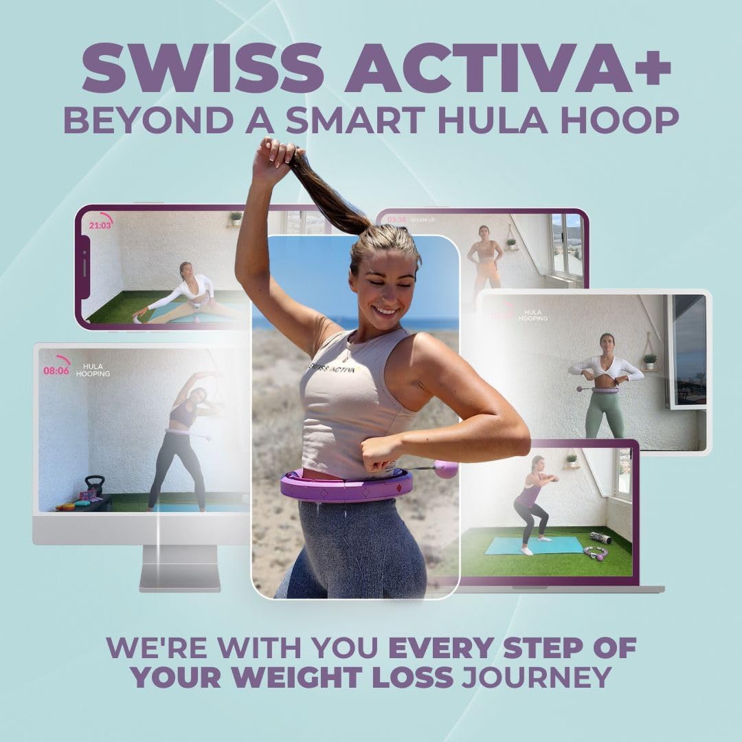 Swiss Activa+ Smart Hula Hoop Reifen Erwachsene mit Gewicht und Noppen - Hula Hoop mit Gewicht Kugel