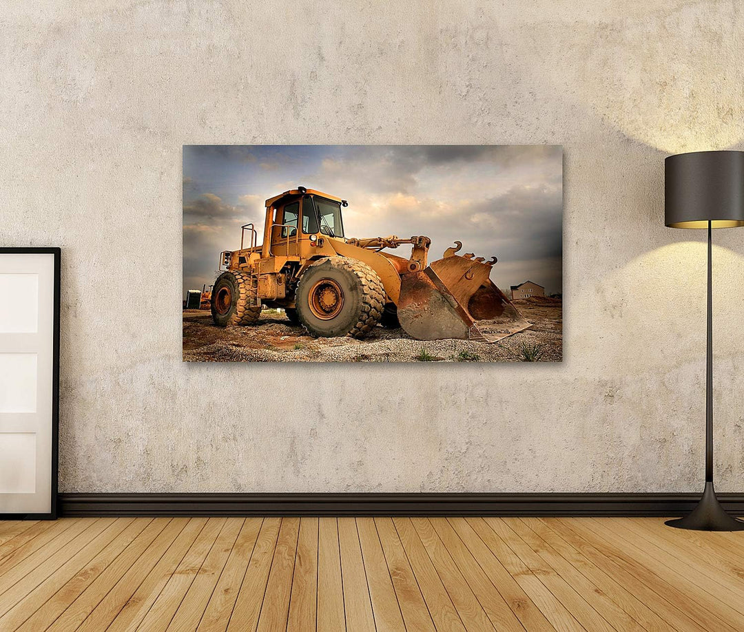 islandburner Bild auf Leinwand Baumaschinen Himmel Hintergrund Baustelle Bilder Wandbilder Poster Le