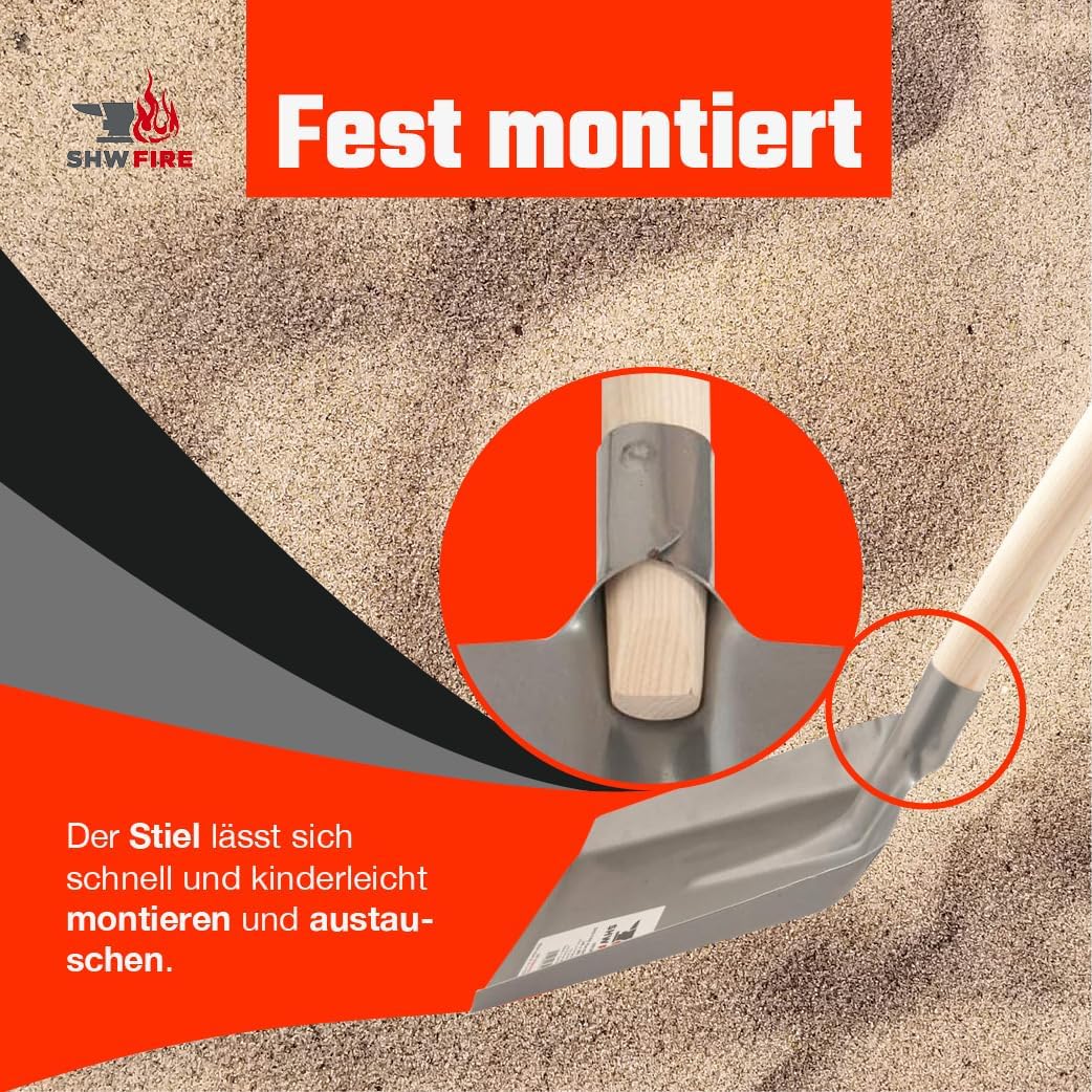 SHW-FIRE Gartenschaufel eckig - hochwertiges Stahlblech, 130cm Holzstiel - Robust und Praktisch