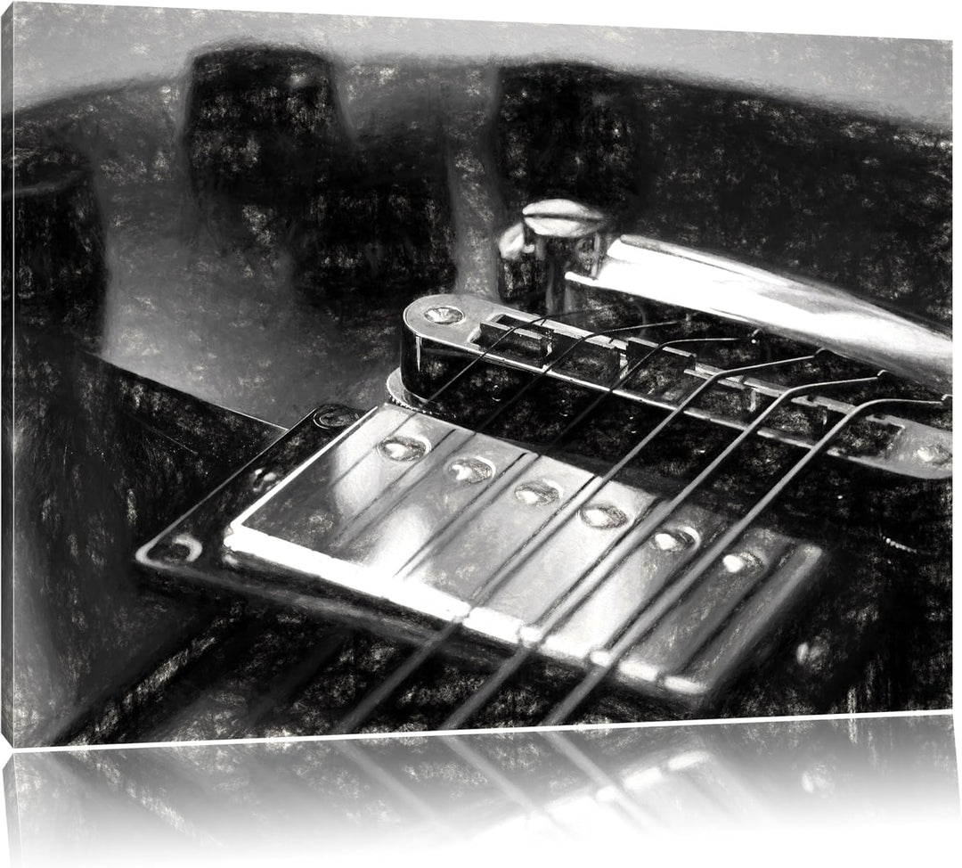 Gitarre Kohle Effekt, Format: 100x70 auf Leinwand, XXL riesige Bilder fertig gerahmt mit Keilrahmen,