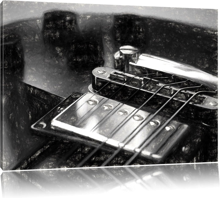 Gitarre Kohle Effekt, Format: 100x70 auf Leinwand, XXL riesige Bilder fertig gerahmt mit Keilrahmen,