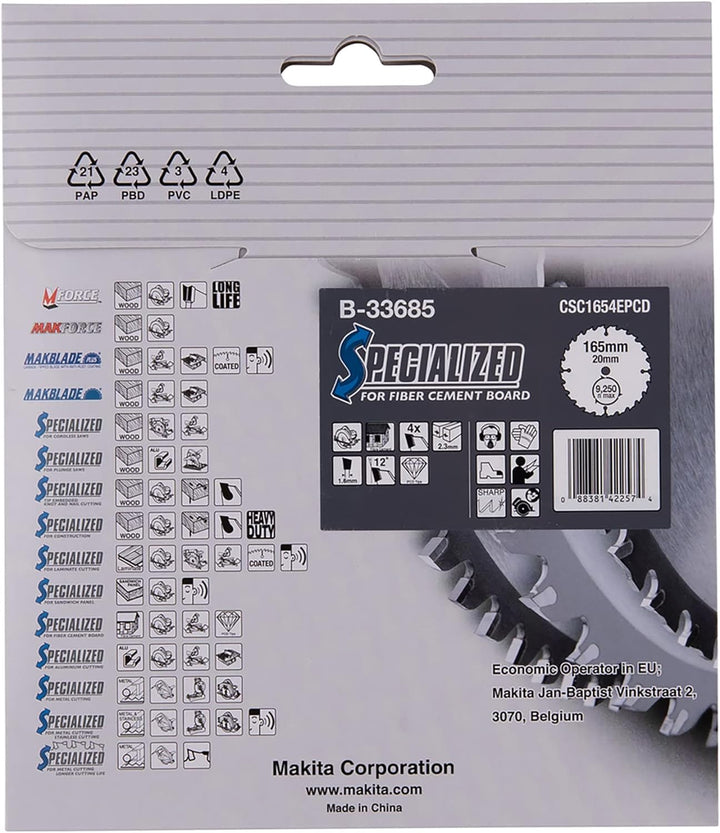 Makita Specialized Saegeblatt, 165 x 20 mm, 4Z, B-33685