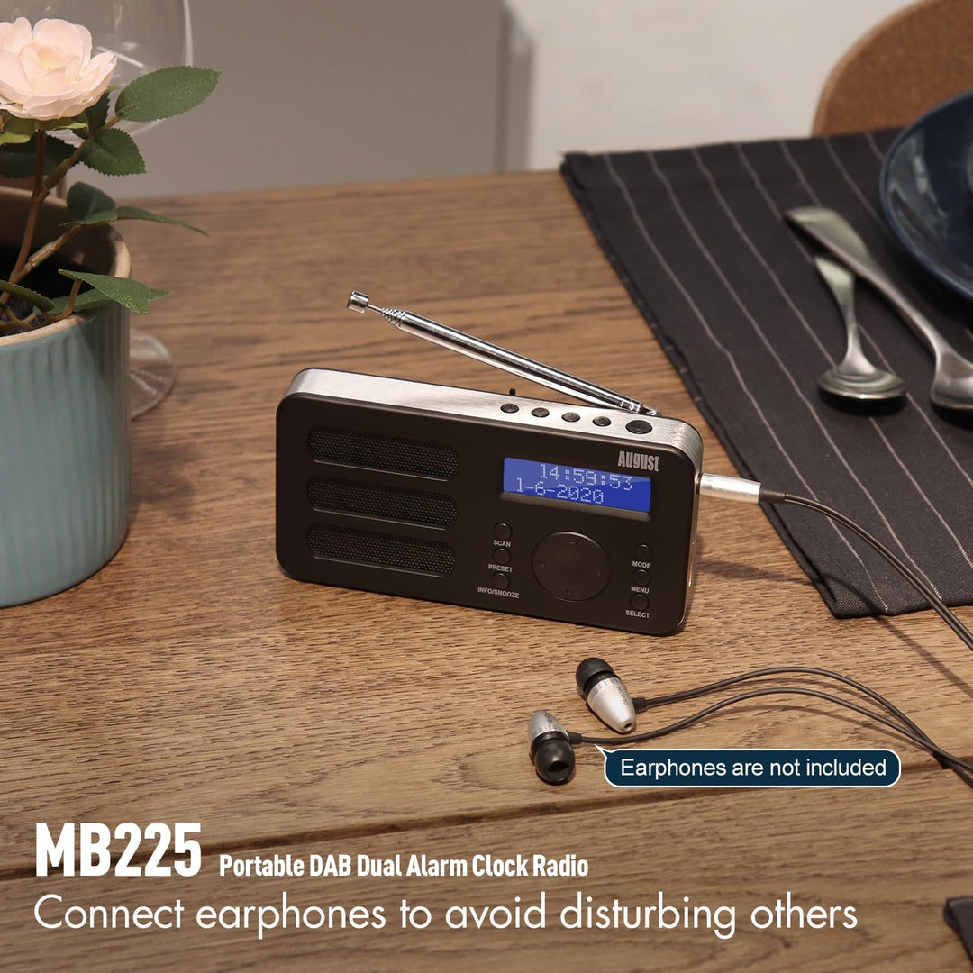 August MB225 - Tragbares Radio mit DAB+ / DAB/FM RDS-Funktion 40 Presets digitaler Radiowecker Stere