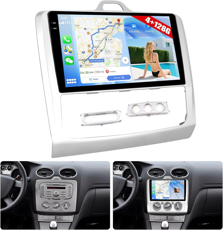 4G+128G CAMECHO Android 15 Autoradio für Ford Focus Mk2/Mk3 Exi MT 2 3 (2004-2011) mit Navi Carplay