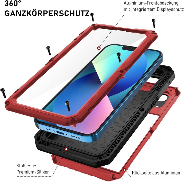 Beeasy für iPhone 13 Wasserdicht Outdoor Hülle (6,1"), Stossfest Panzerhülle Militär 360 Grad Schutz