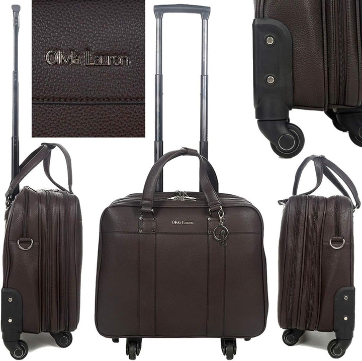 Bowatex Luxus Damen Schulter Gurt Laptop Aktentasche Trolley 4 Rollen Schwarz