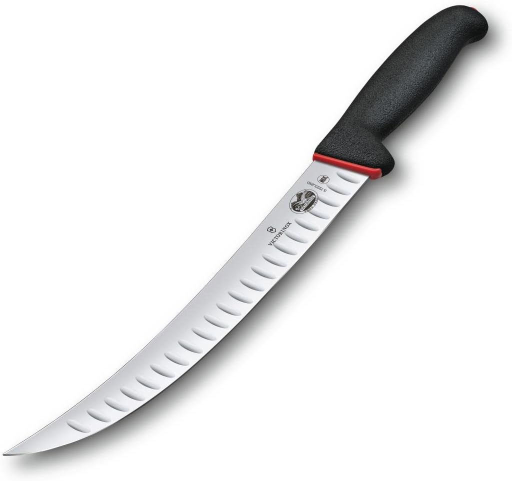 Victorinox Fibrox Dual Grip Schlachtmesser, Swiss Made, Kullenschliff, gebogene, schmale Klinge, sch