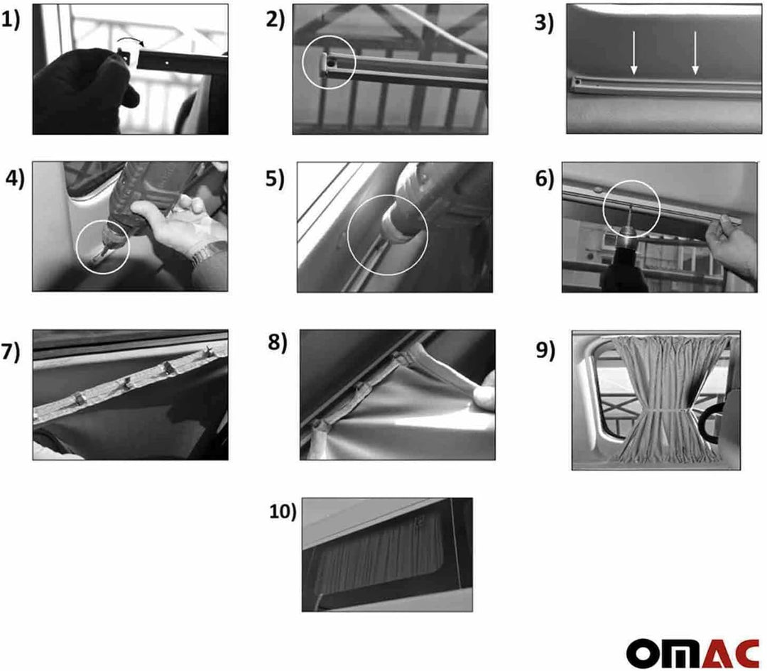 OMAC Sonnenschutzgardine MAss Gardinen Vorhänge Kompatibel mit Ford Transit 2006-2014 | Langer Grau