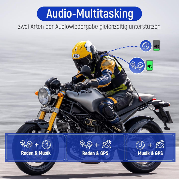 LEXIN MeshCom Mesh 3.0 Helm Intercom, Motorrad Headset Bluetooth 5.0, Motorradhelm Kommunikationssys