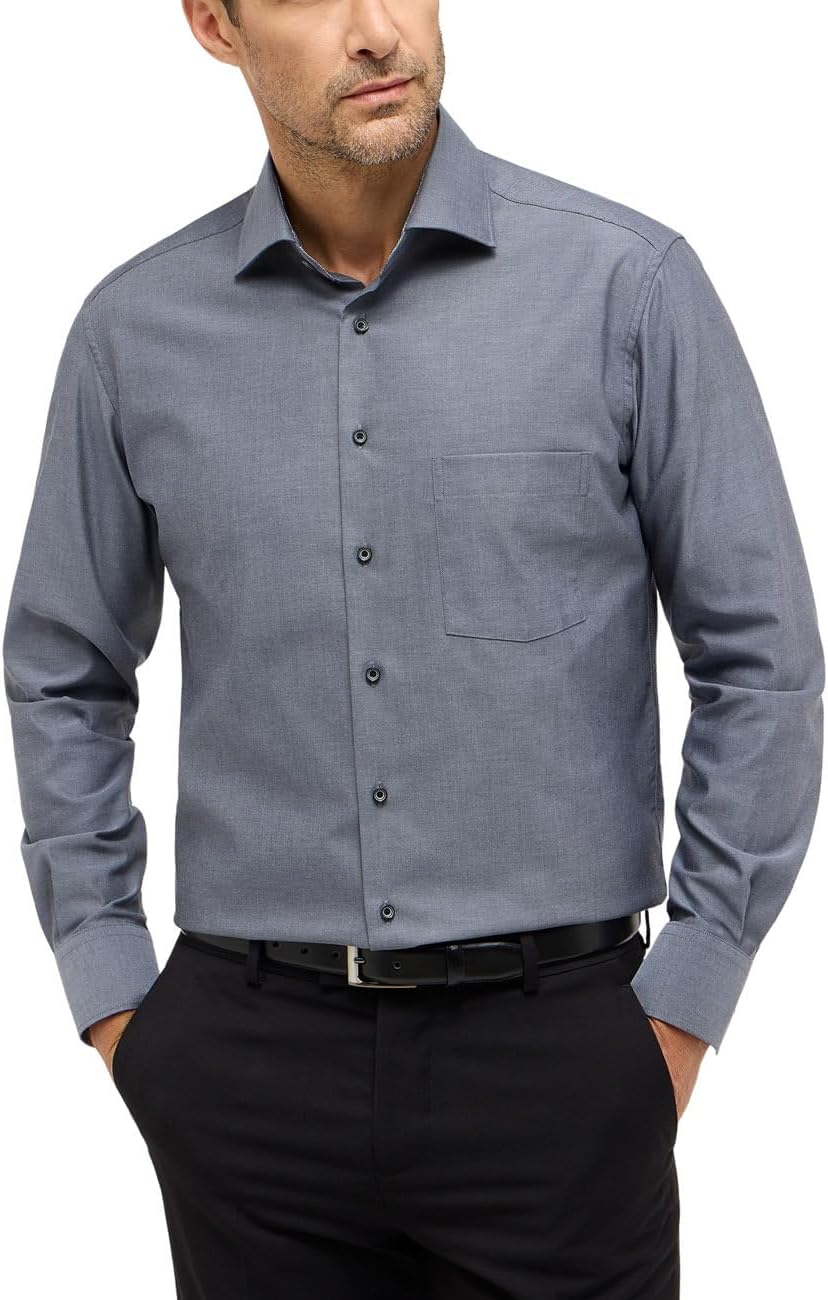 ETERNA Herren unifarbenes Popeline-Hemd MODERN FIT 44 Kragen / 67 Ärmel Anthrazit, 44 Kragen / 67 Är