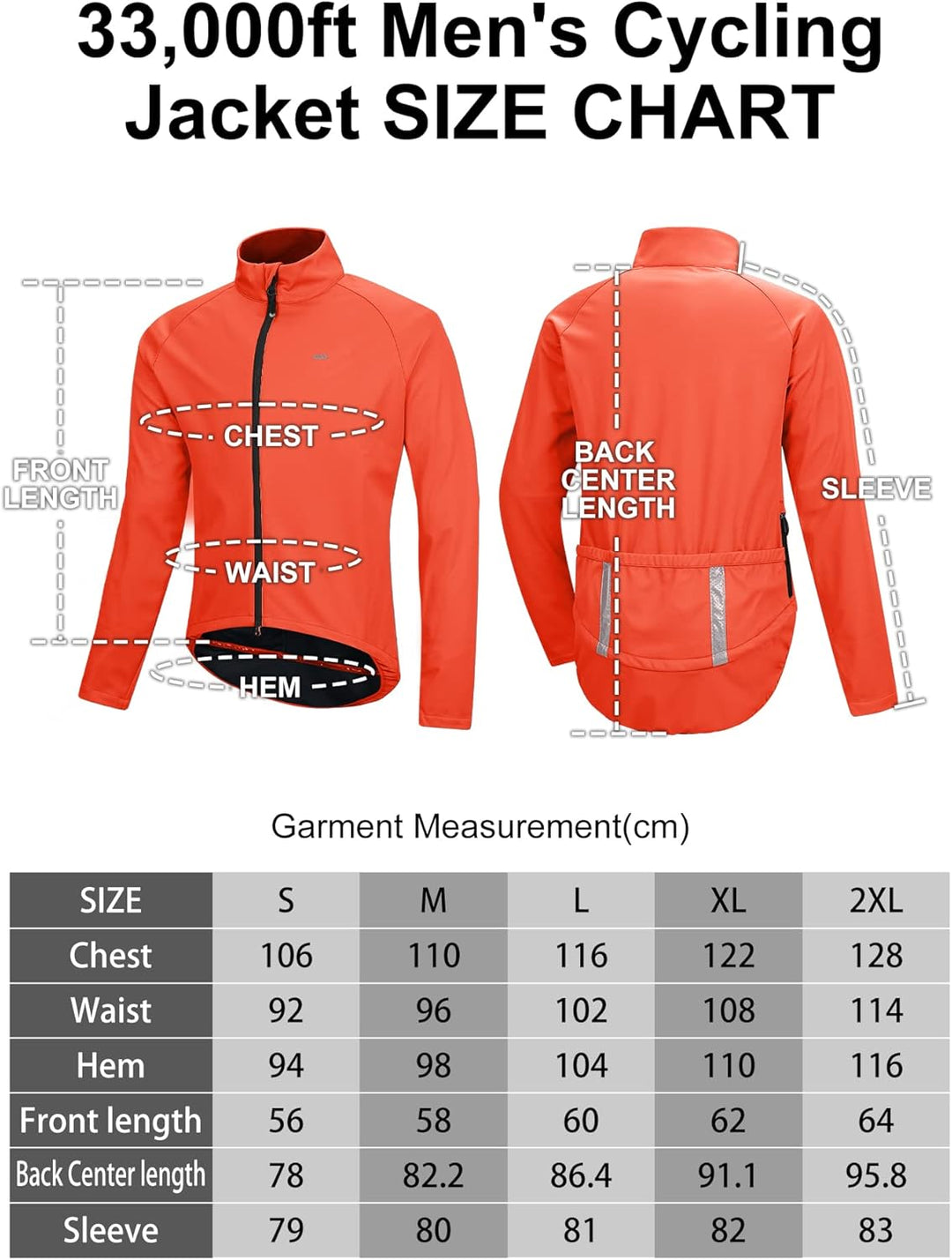 33,000ft Fahrradjacke Herren wasserdichte Laufjacke Atmungsaktive Leicht Radjacke Wandern Radsport-J