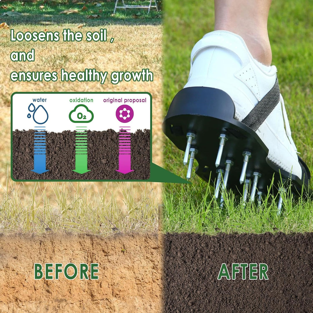 XiXiRan Rasenbelüfter Stiefel,Schwarz Rasenbelüfter Schuhe mit Nägeln,Rasen Garten Belüfter Schuhe,R