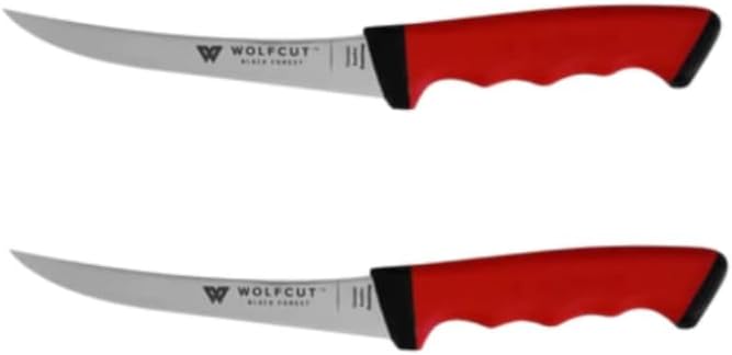 Wolfcut SoftGrip Serie - Metzgermesser-Set 2-tlg. - Ausbeinmesser 13/15 cm gebogene flex Klinge