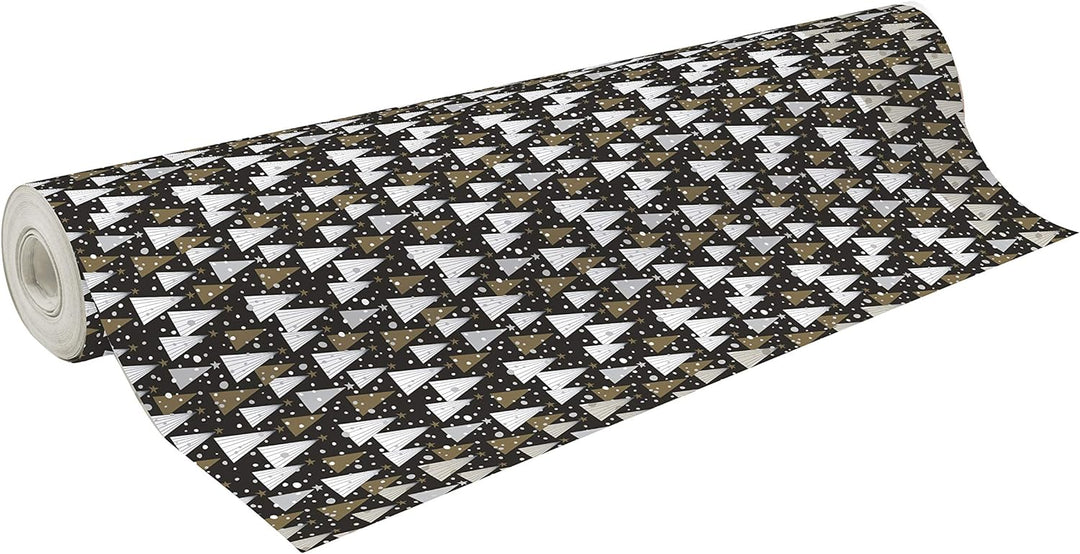 Clairefontaine 211921C - Rolle Geschenkpapier Alliance 50mx0m70, 60g, Tannenbaum mit schwarzem Hinte