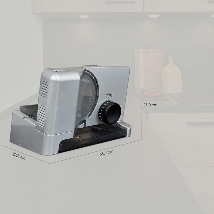 ritter Allesschneider E 16, elektrischer Allesschneider mit ECO-Motor, made in Germany, Silbermetall