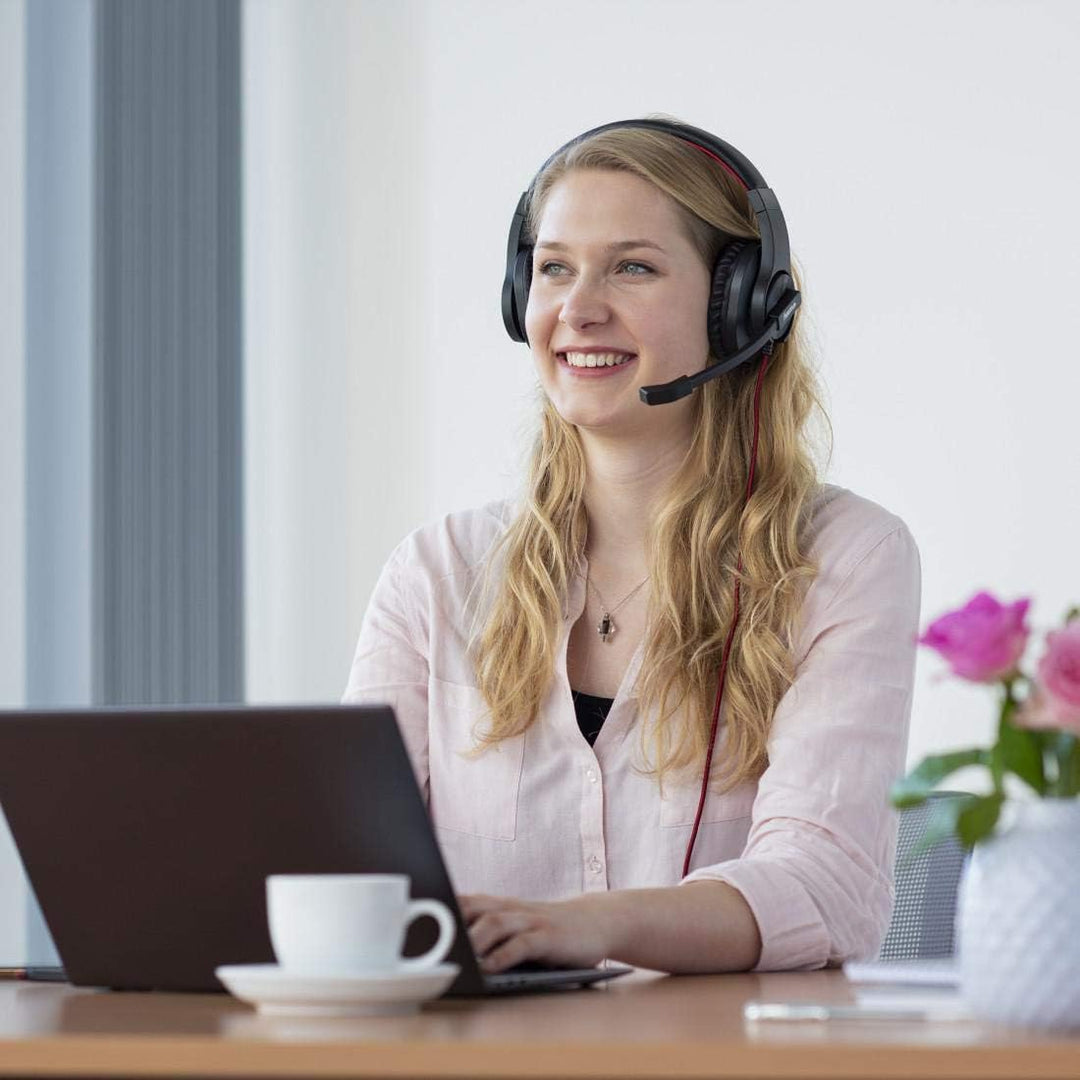 Hama USB Headset, Over Ear Kopfhörer mit Mikrofon (Headset mit Lautstärkenregler und verstellbarem M