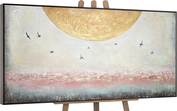 YS-Art Abstrakt Acryl Gemälde auf Leinwand Sonnenenergie handgemalt Wandbilder Wohnzimmer modern Woh