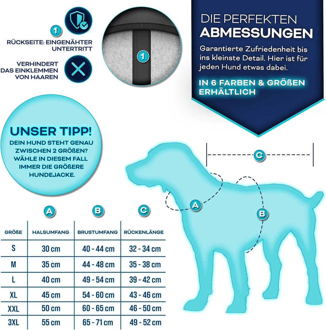 TRESKOยฎ Hundejacke Winter mit Reflektoren inkl. 15 Stรผck Kotbeutel + Spender | Hunderegenmantel wass