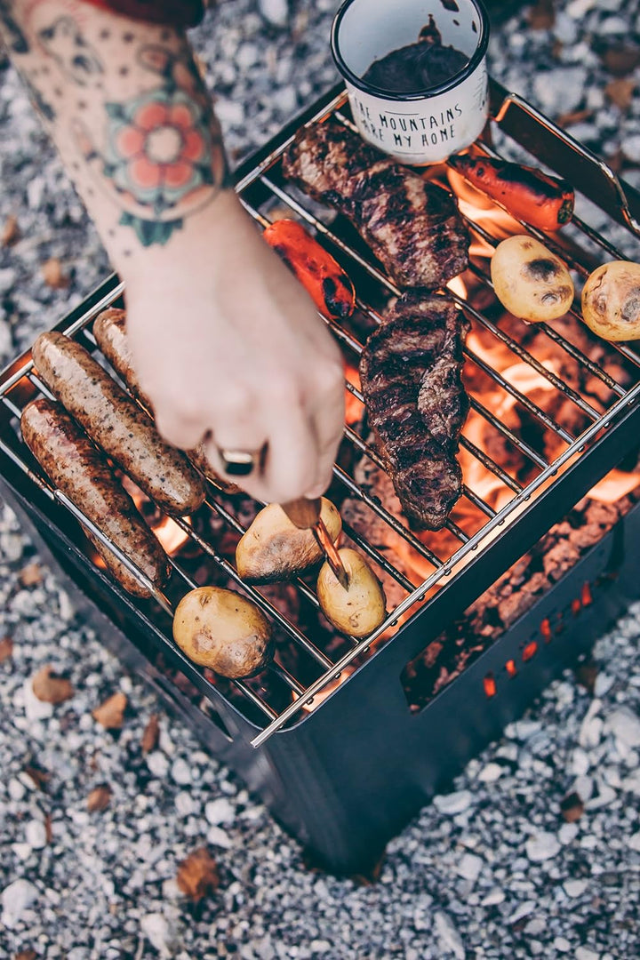 BRISA VW Collection - Volkswagen Feuer-Korb-Grill-Schale aus Cortenstahl in Getränkekistenform Multi