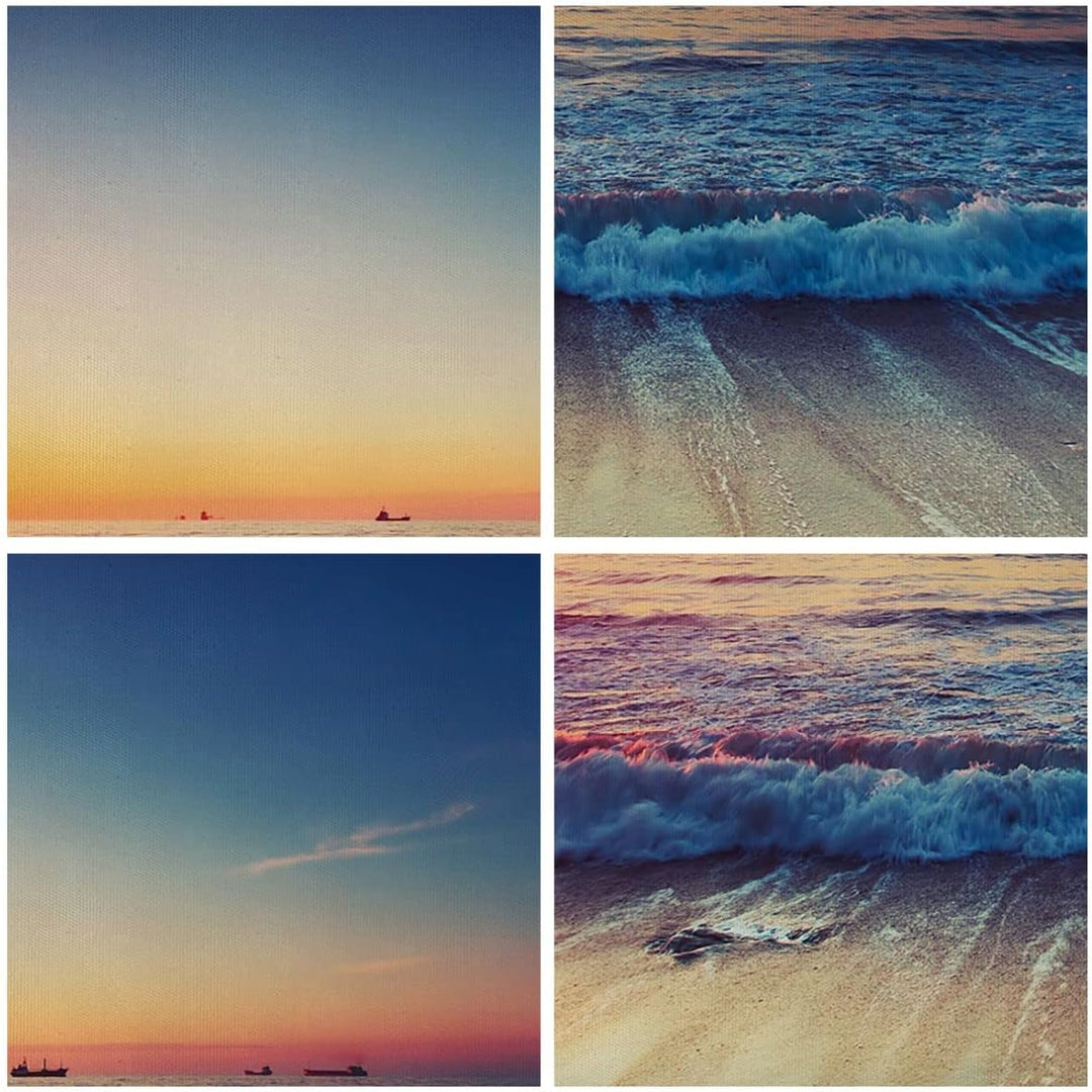 Bilder auf Leinwand 100x70cm Leinwandbild mit Rahmen Meer Strand Welle Gross Wanddeko Bild Schlafzim