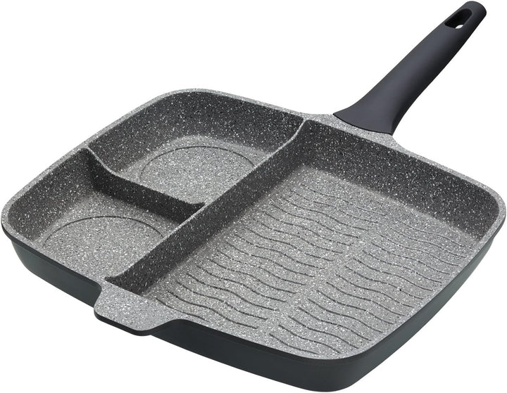 KitchenCraft MasterClass Guss Aluminium Antihaftbeschichtung 3-in-1 Mehrzweck Grillpfanne, All-in-On