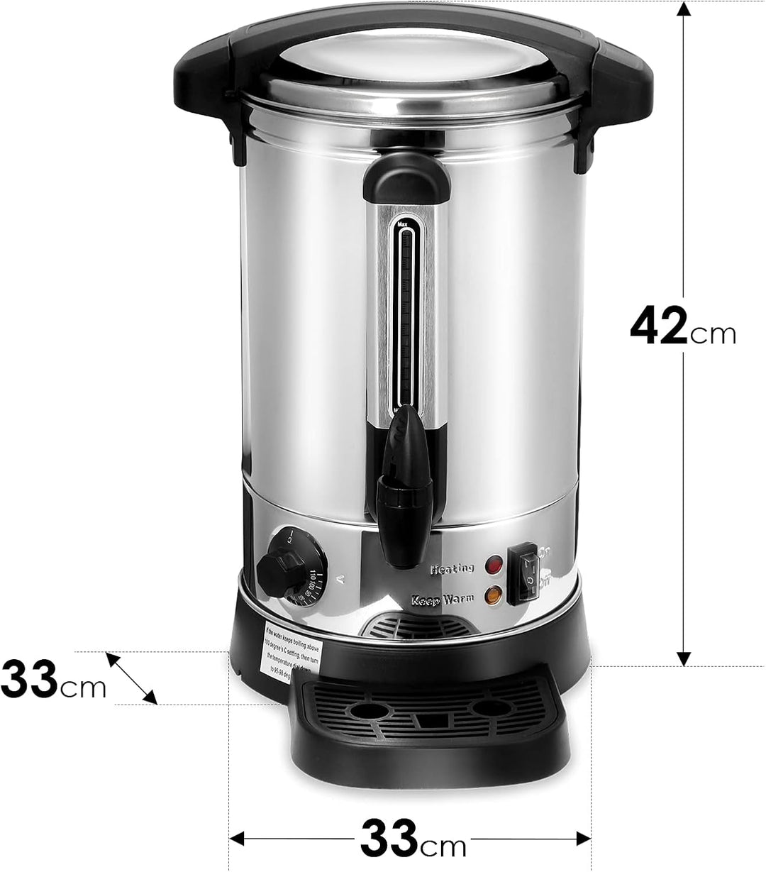 Tubiaz 8,8L Glühweinkocher Heisswasserspender aus Edelstahl 1500W Glühweinkessel mit Thermostat Füll