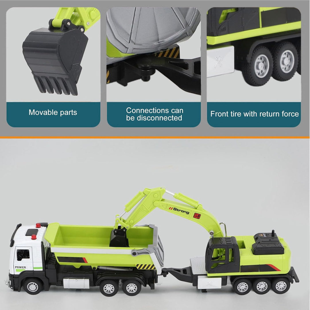 Srliya Muldenkipper mit Bagger, Unterhaltsames Multifunktionales Bagger-Muldenkipper-Modellspielzeug