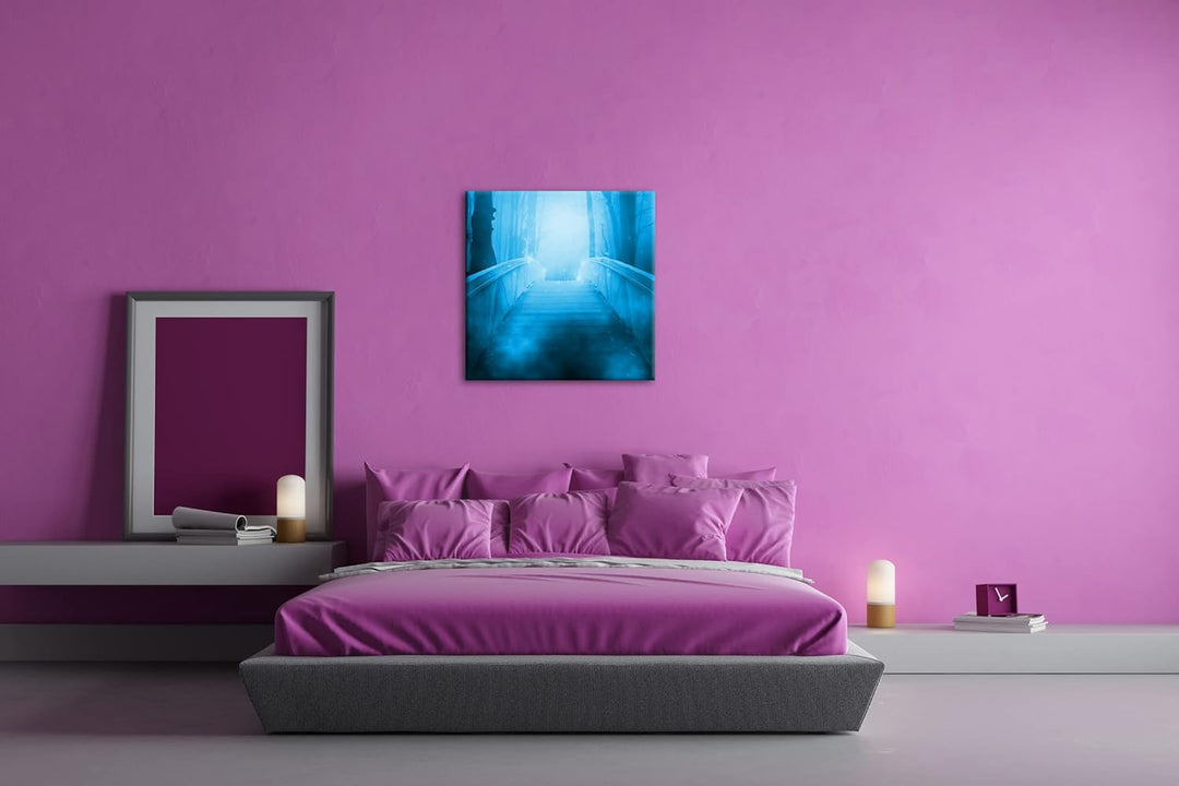 deyoli vernebelte Brücke ins Licht Format: 60x60 Effekt: Monocrome Blau als Leinwandbild, Motiv fert