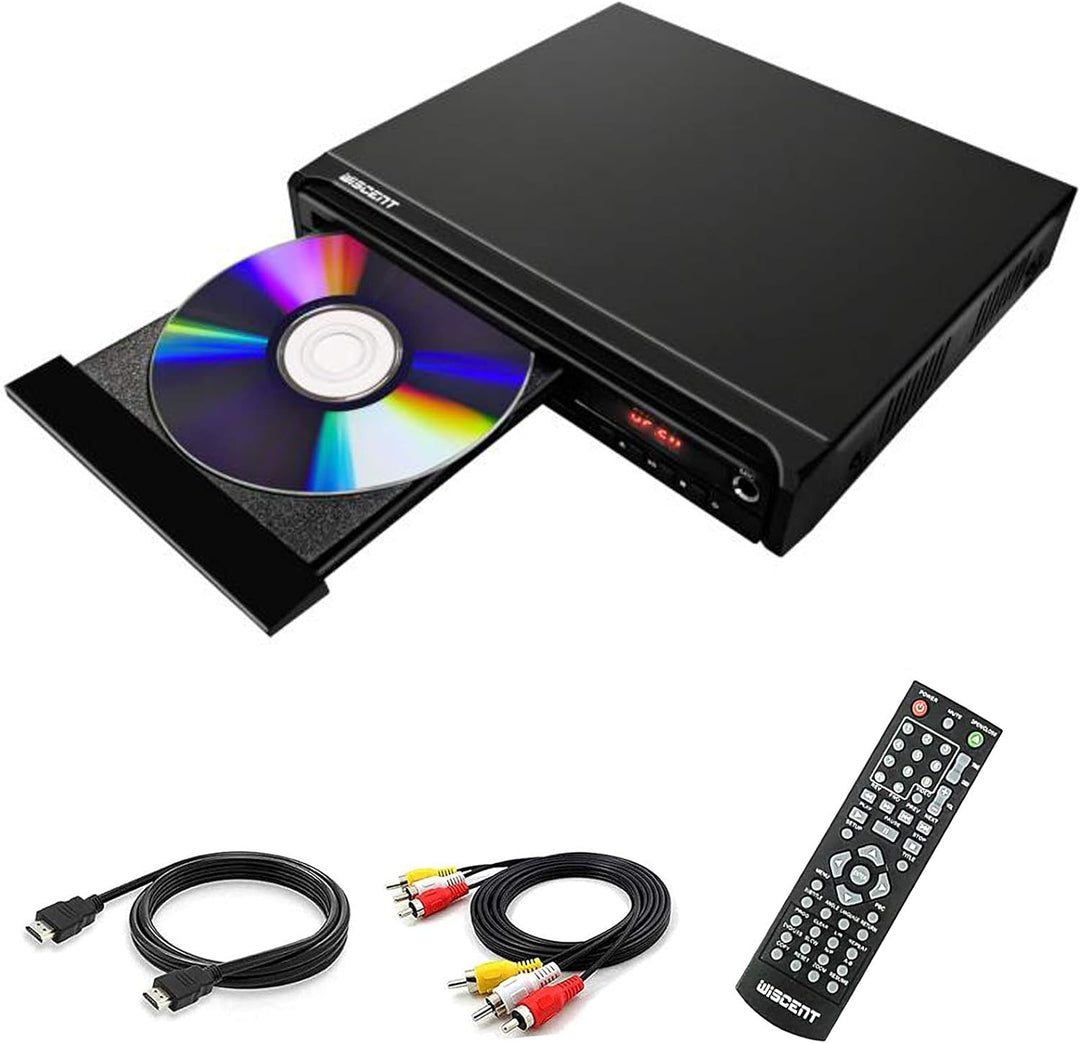 WISCENT DVD-Player für TV mit HDMI/AV/Koaxial Ausgang(HDMI Kabel enthaltenl),USB 2.0 Mediaplayer,All