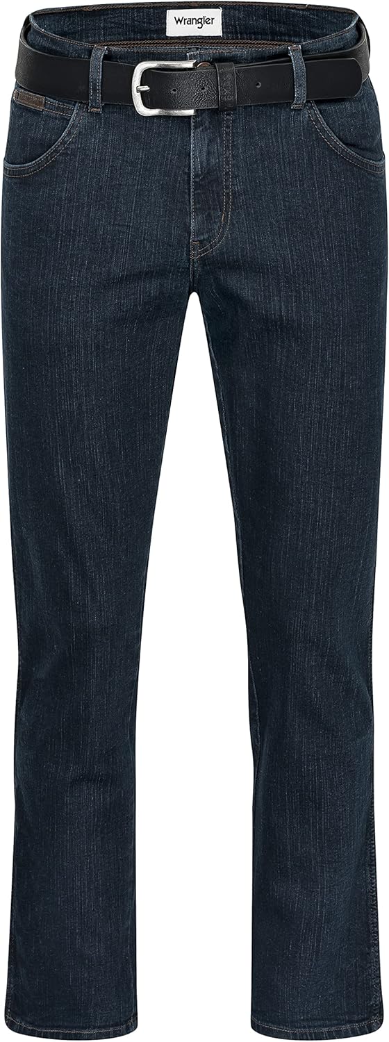 Wrangler Texas Stretch Herren Jeans Regular Fit inkl. Gürtel (W40/L36, Blue Black)