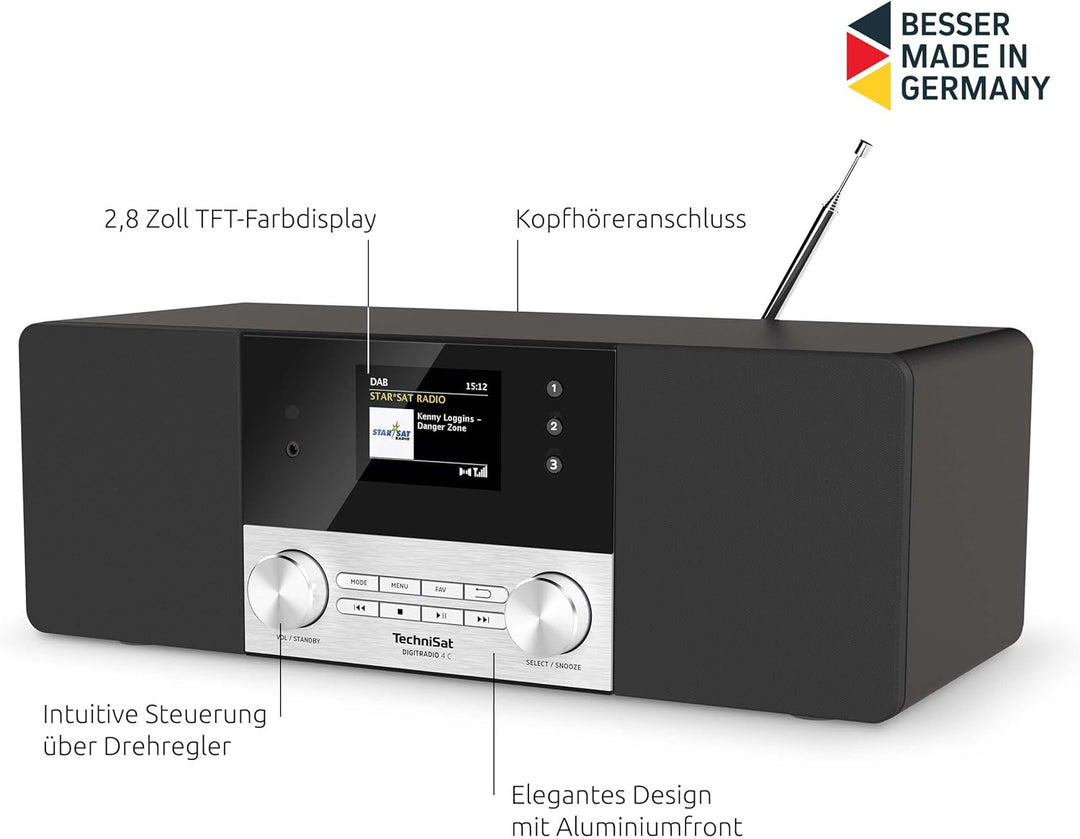 TechniSat DIGITRADIO 4 C - Stereo Digital-Radio (DAB+, UKW, Farbdisplay, Bluetooth-Audiostreaming, K
