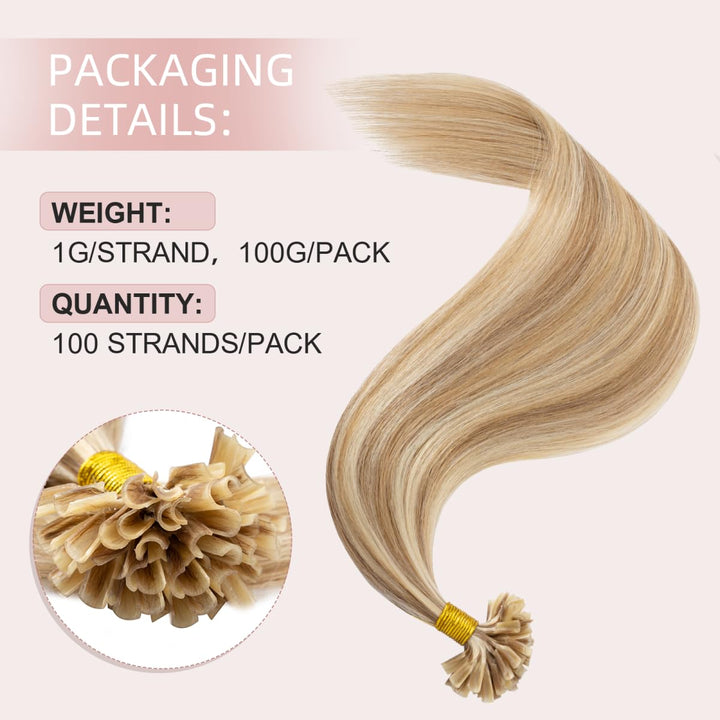 Silk-co Haarteile Echthaar Bonding Extensions Echthaar 1g Keratin U Tip Haarverlängerung Glatt Weich