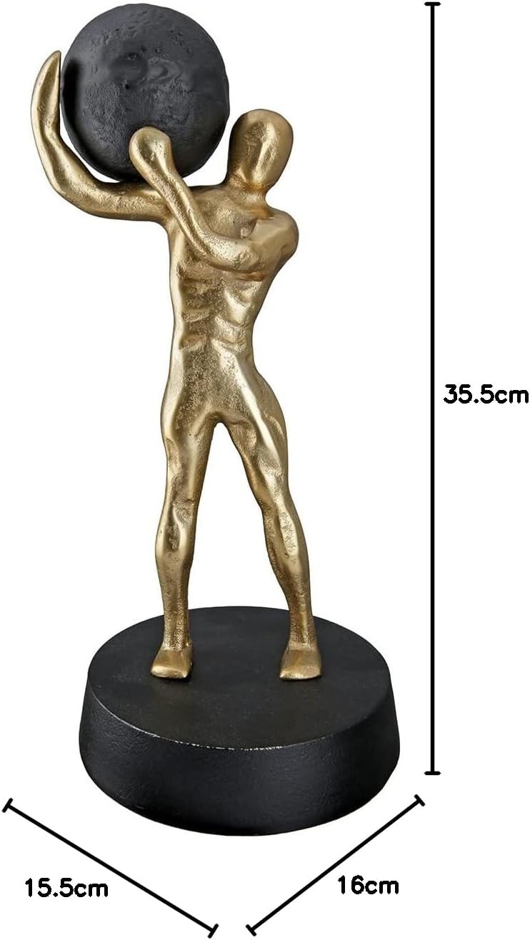 GILDE Deko Figur Skulptur Strong Stark XL - Moderne Kunst und Dekoration aus Kunstharz - Farbe: Gold