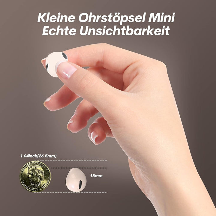 Unsichtbare Kopfhörer Kabellos Mini Bluetooth Wireless in Ear Headphones mit Mikrofon Wasserdicht La