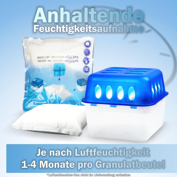 Stimo 12x Luftentfeuchter Nachfüllpack 400g Raumentfeuchter Feuchtigkeits-Stopper Granulat - Beutel