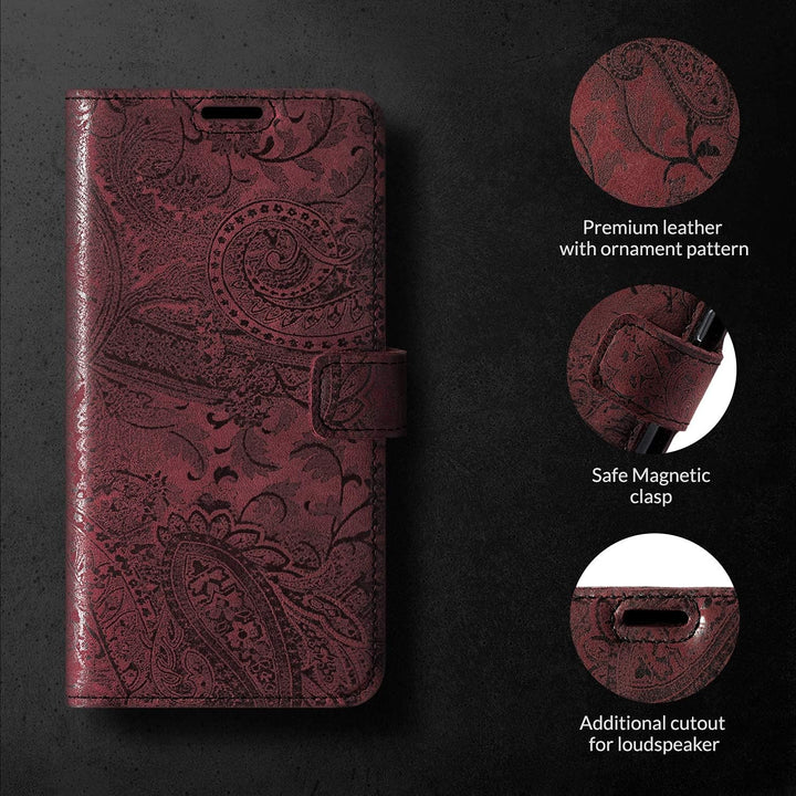 SURAZO Premium Handyhülle für Apple iPhone 14 Pro Max Hülle Leder – Klappbare Echtleder Schutzhülle
