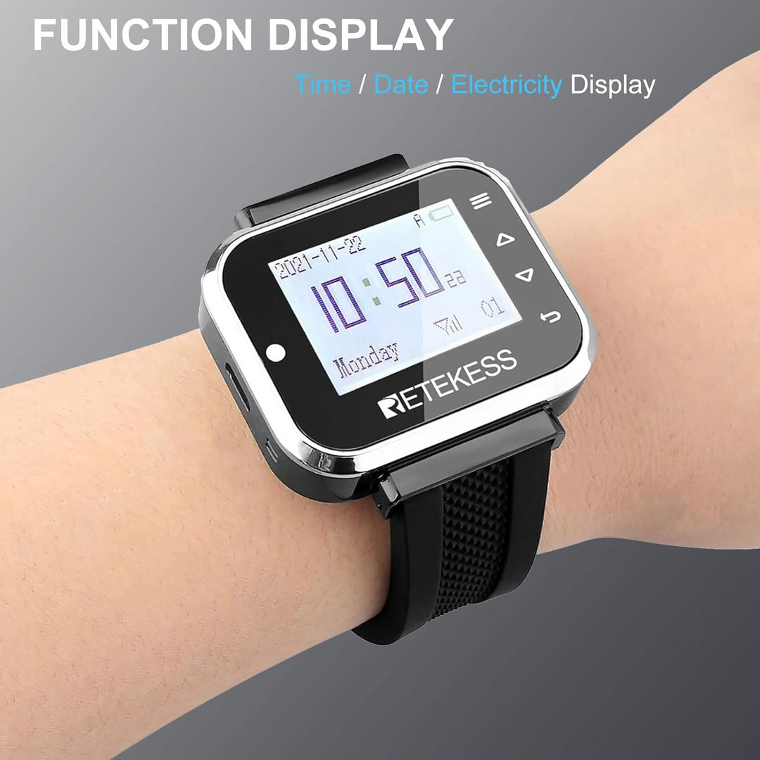 Retekess TD110 Restaurant Pager, Drahtloses Anrufsystem, 8 Sprachen, 300mAh Akku, 72h Standby Zeit,