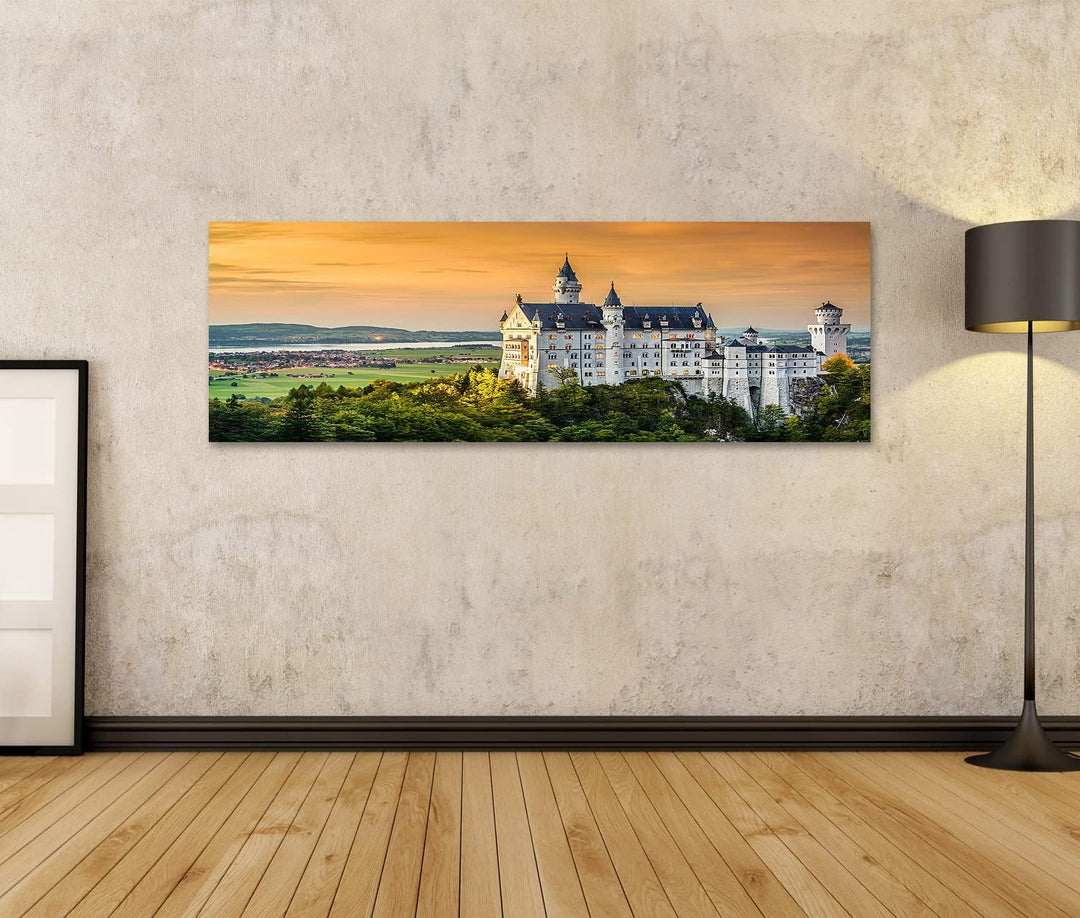 islandburner Bild auf Leinwand Deutsches Schloss Neuschwanstein Bayerische Alpen Deutschland Bilder