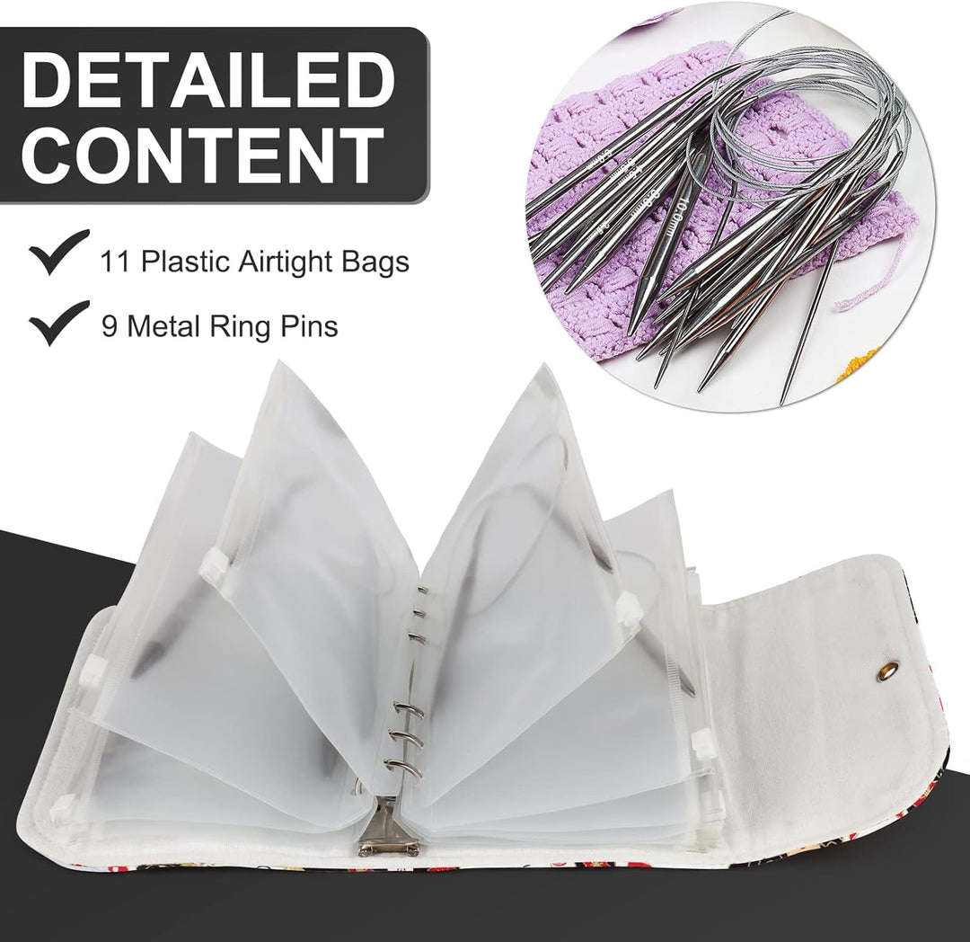 Coopay Rundstricknadeln Set mit Lose-Blat Tasche, 9 Stück Edelstahl Stricknadeln Rundstricknadel 80