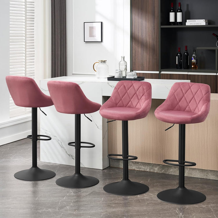 WOLTU BH219rs-2 Barhocker Tresenhocker, Gute gepolstert, Samt, Höhenverstellbar, Drehbar, 2 x Hocker