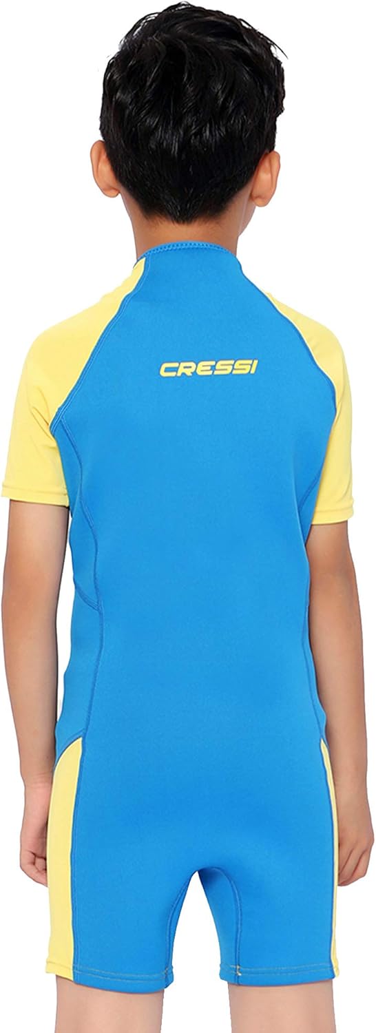Cressi Little Shark Jr Shorty 2mm Neoprenanzug für Kinder, Aquamarine/Gelb 13/14 Jahre Kurzarm