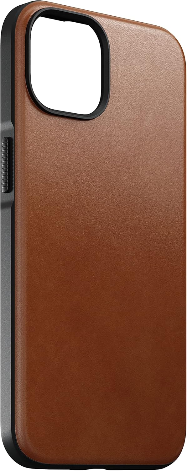 NOMAD Modern Leather Case für iPhone 14 | Schutzhülle aus Polycarbonat und hochwertigem Echtleder |