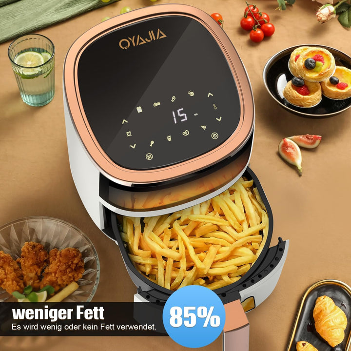 5L Heissluftfritteuse mit Sichtfenster, Fritteuse ohne Öl, Digitales Bedienfeld, 8 Automatikprogramm