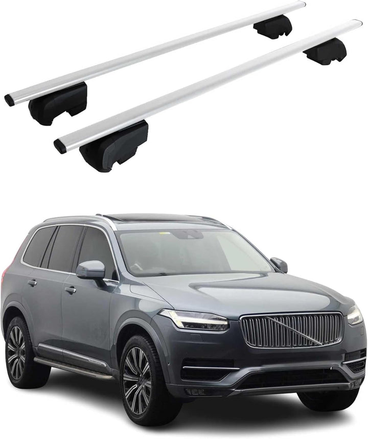 Dachträger Gepäckträger kompatibel mit Volvo XC90 2015-2023 Grundträger TÜV ABE Silber 2X XC90 2015-